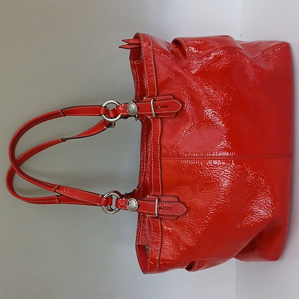 Coach Red Patent Leather Tote Bag - Picture 2 of 9